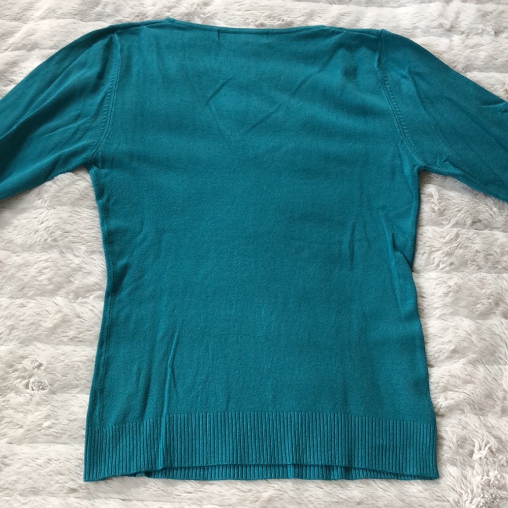 2/$25!‎ ⭐️ Zara Teal V-neck Sweater Long Sleeved - Picture 4 of 7